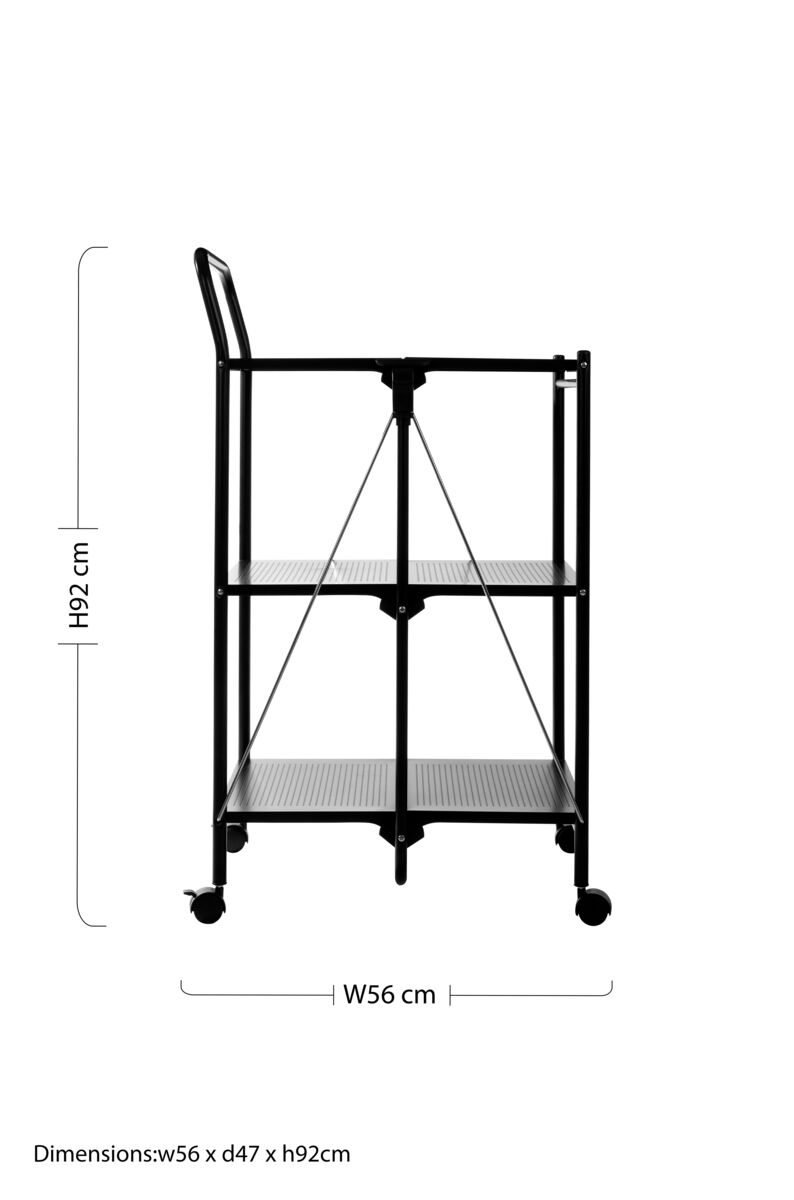 Harlow Black Rectangular Folding Kitchen Trolley