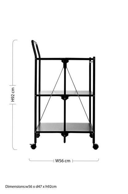 Harlow Black Rectangular Folding Kitchen Trolley