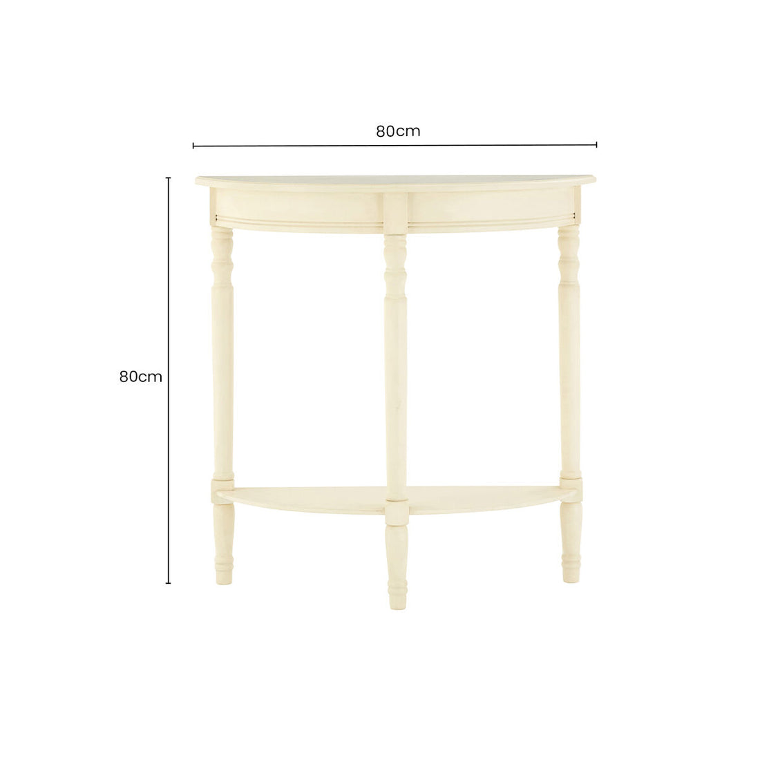 White Wooden Ivory Rounded Console Table, Heritage