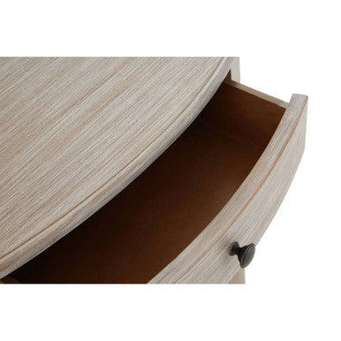 Natural Wash Half Moon Wooden Console Table with Storage Drawer, Heritage