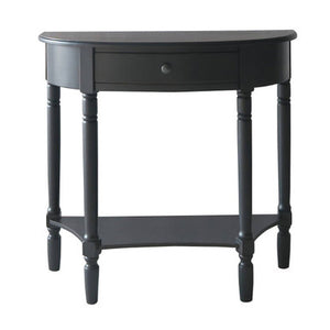 Heritage Half Moon One Drawer Black Console Table