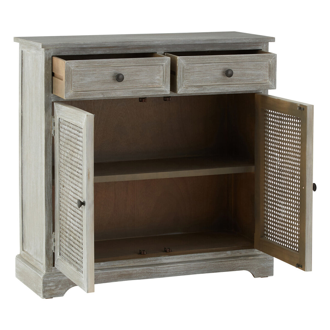 Heritage Grey Wash Lattice Door Cabinet