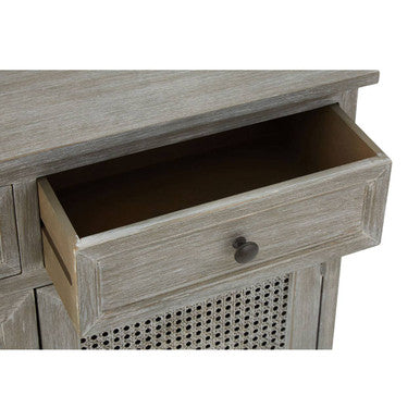 Heritage Natural Wood Washed Finish Lattice Door Cabinet