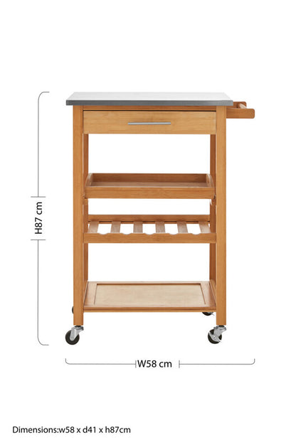 Harlow Bamboo One Drawer Kitchen Trolley