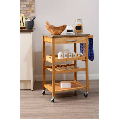Harlow Bamboo One Drawer Kitchen Trolley