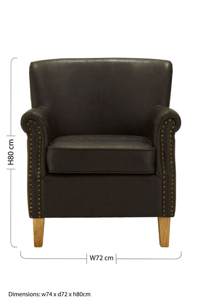 Trinity Brown Leather Effect Armchair