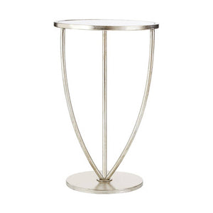Marcia Silver Finish Side Table with Mirrored Top