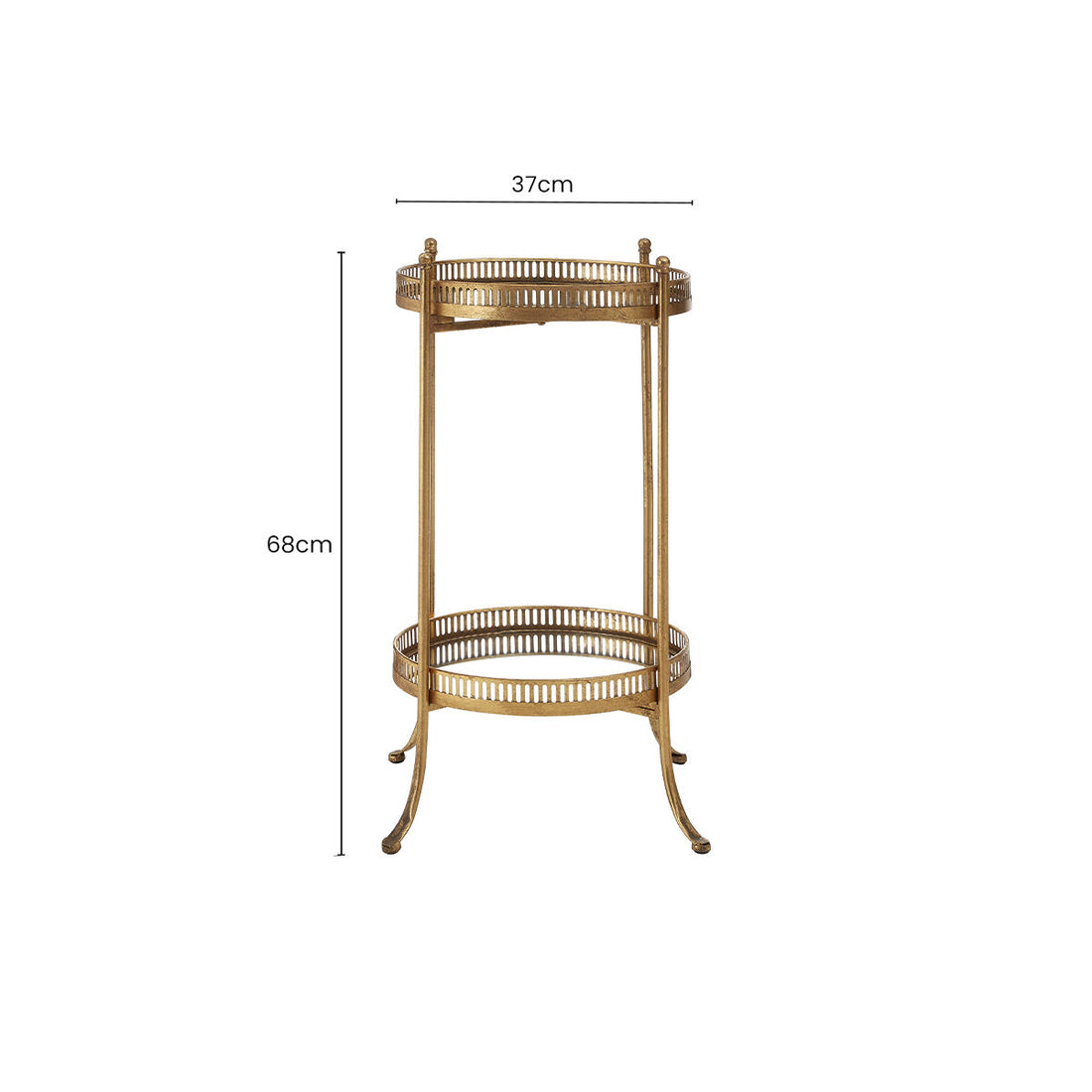 Reza Gold Finish Mirrored Tray Table