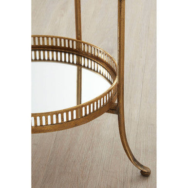 Reza Gold Finish Mirrored Tray Table