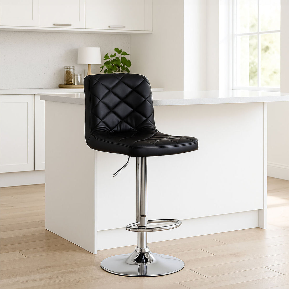 Tara Black Faux Leather Bar Chair