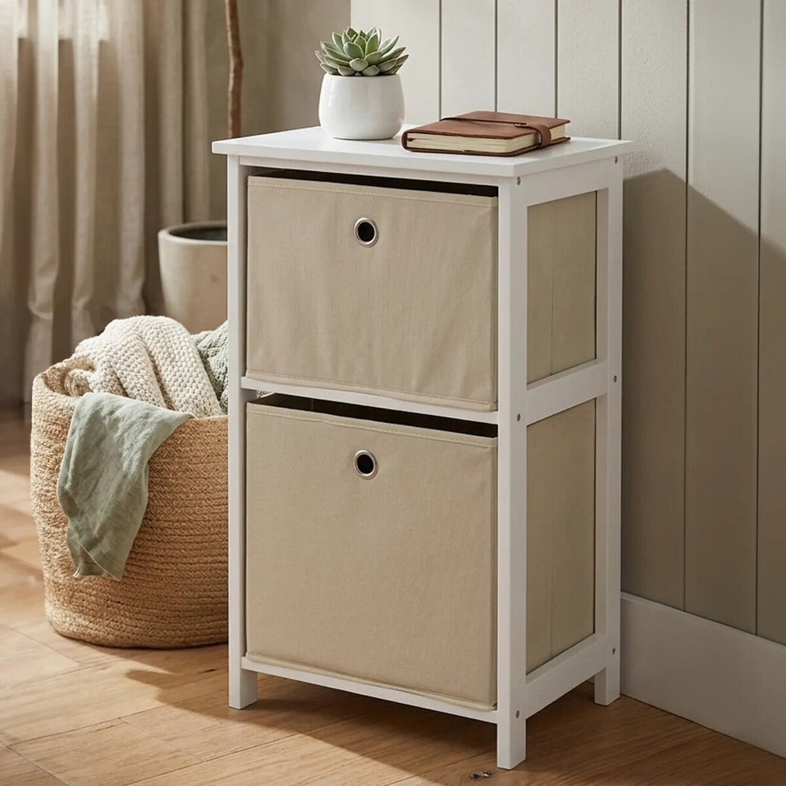 Lindo 2 Natural Fabric Drawers Cabinet