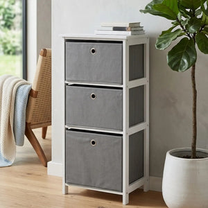 Lindo 3 Grey Fabric Drawers Cabinet