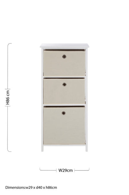 Lindo 3 Natural Fabric Drawers Cabinet