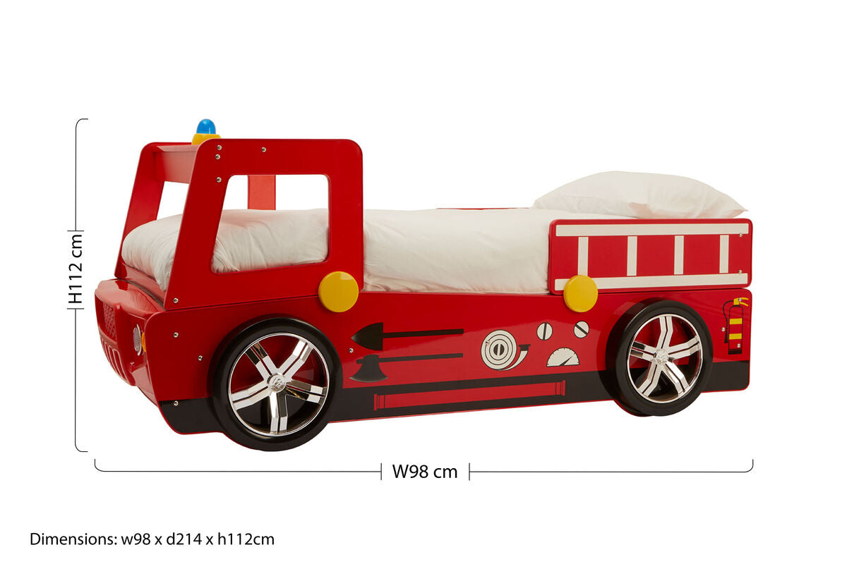 Kids Red Fire Engine Bed