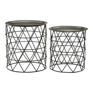 Templar Zinc Top and Black Finish Set of 2 Side Tables