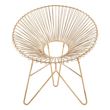 Gold wire chair on a white background