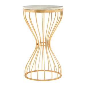 Templar White Marble and Gold Base Round Side Table