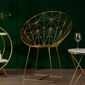 Templar Gold Finish Wire Frame Occasional Chair