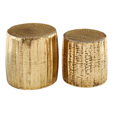 Templar Set Of 2 Antique Brass Finish Side Tables And Stools