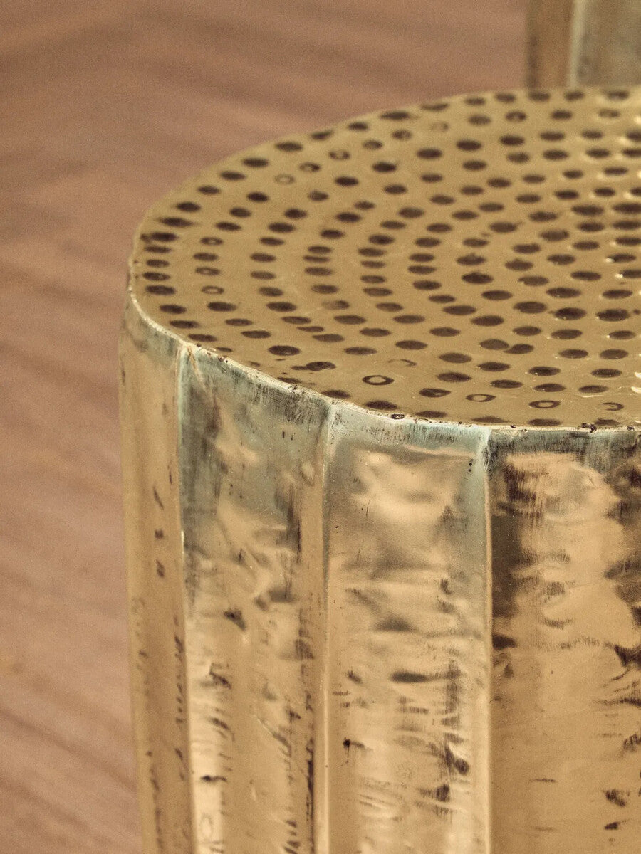 Templar Set Of 2 Antique Brass Finish Side Tables And Stools