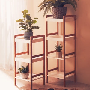 Nostra Three Tiered White And Natural Shelf Unit