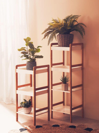 Nostra Four Tier White And Natural Shelf Unit
