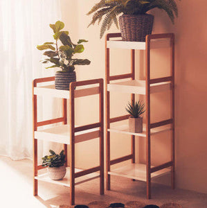 Nostra Four Tiered White And Natural Shelf Unit