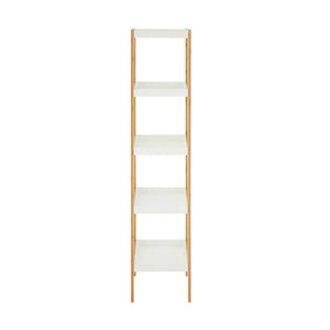 Nostra Five Tier White And Natural Shelf Unit