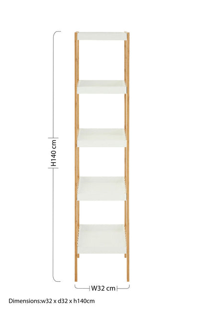 Nostra Five Tiered White And Natural Shelf Unit