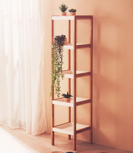 Nostra Five Tiered White And Natural Shelf Unit