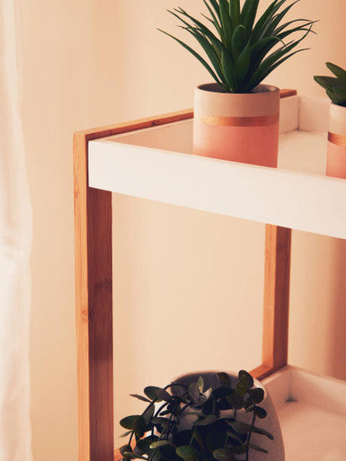 Nostra Five Tier White And Natural Shelf Unit