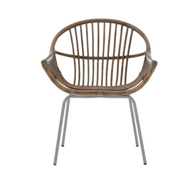 Wicker chair with metal legs on a white background