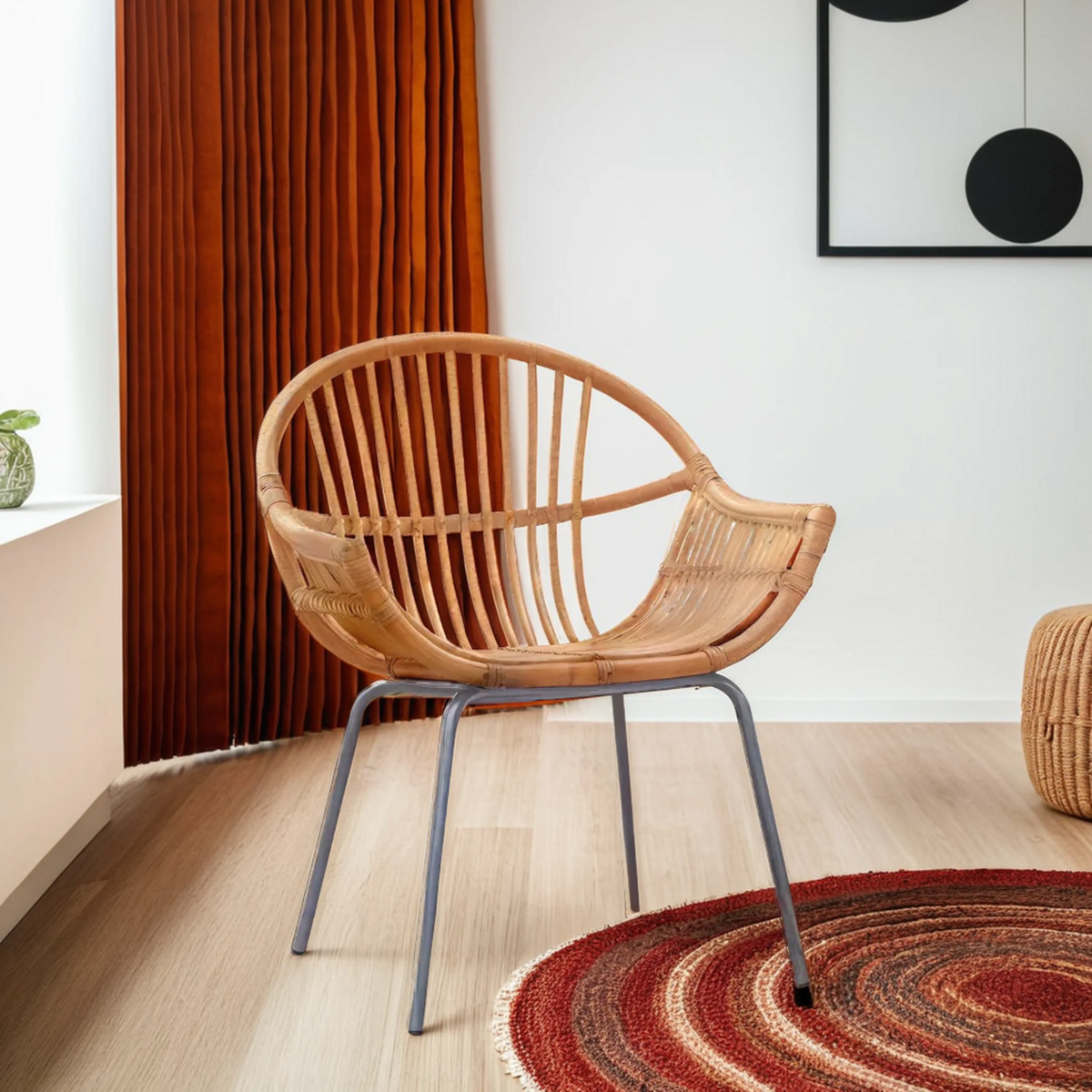 Lagom Natural Rattan Grey Metal Chair