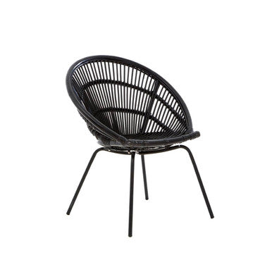 Lagom Black Natural Rattan Chair With Iron Legs