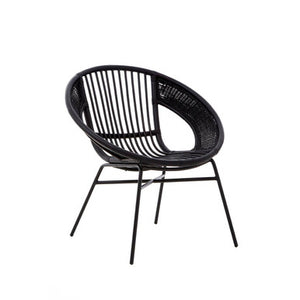Lagom Black Natural Rattan And Iron Black Chair