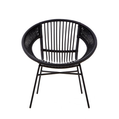 Lagom Black Natural Rattan And Iron Black Chair