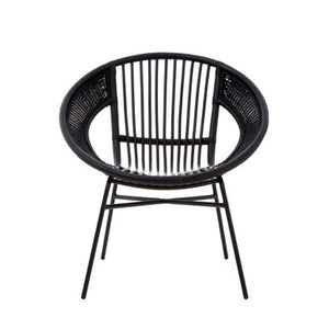 Lagom Black Natural Rattan And Iron Black Chair