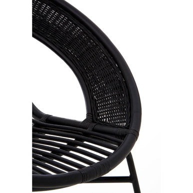 Lagom Black Natural Rattan And Iron Black Chair