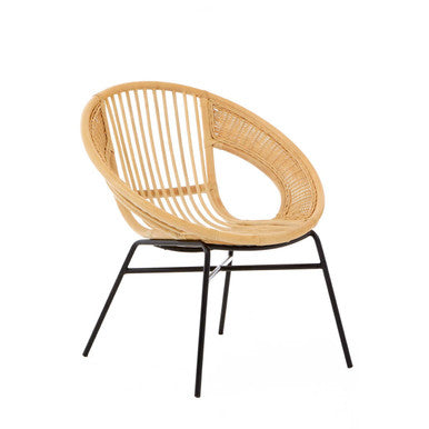 Lagom Natural Rattan And Black Iron Chair