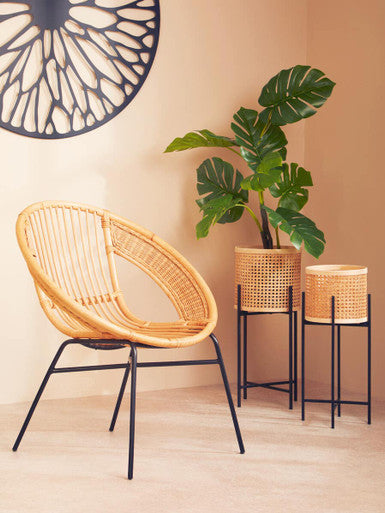 Lagom Natural Rattan And Black Iron Chair