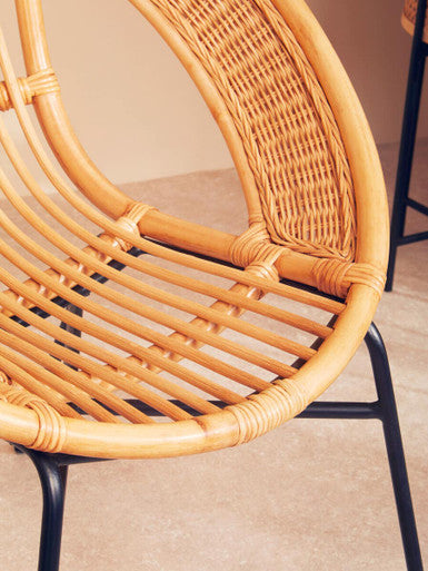 Lagom Natural Rattan And Black Iron Chair