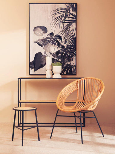 Lagom Natural Rattan And Black Iron Chair