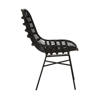 Lagom Curved Black Natural Rattan Chair