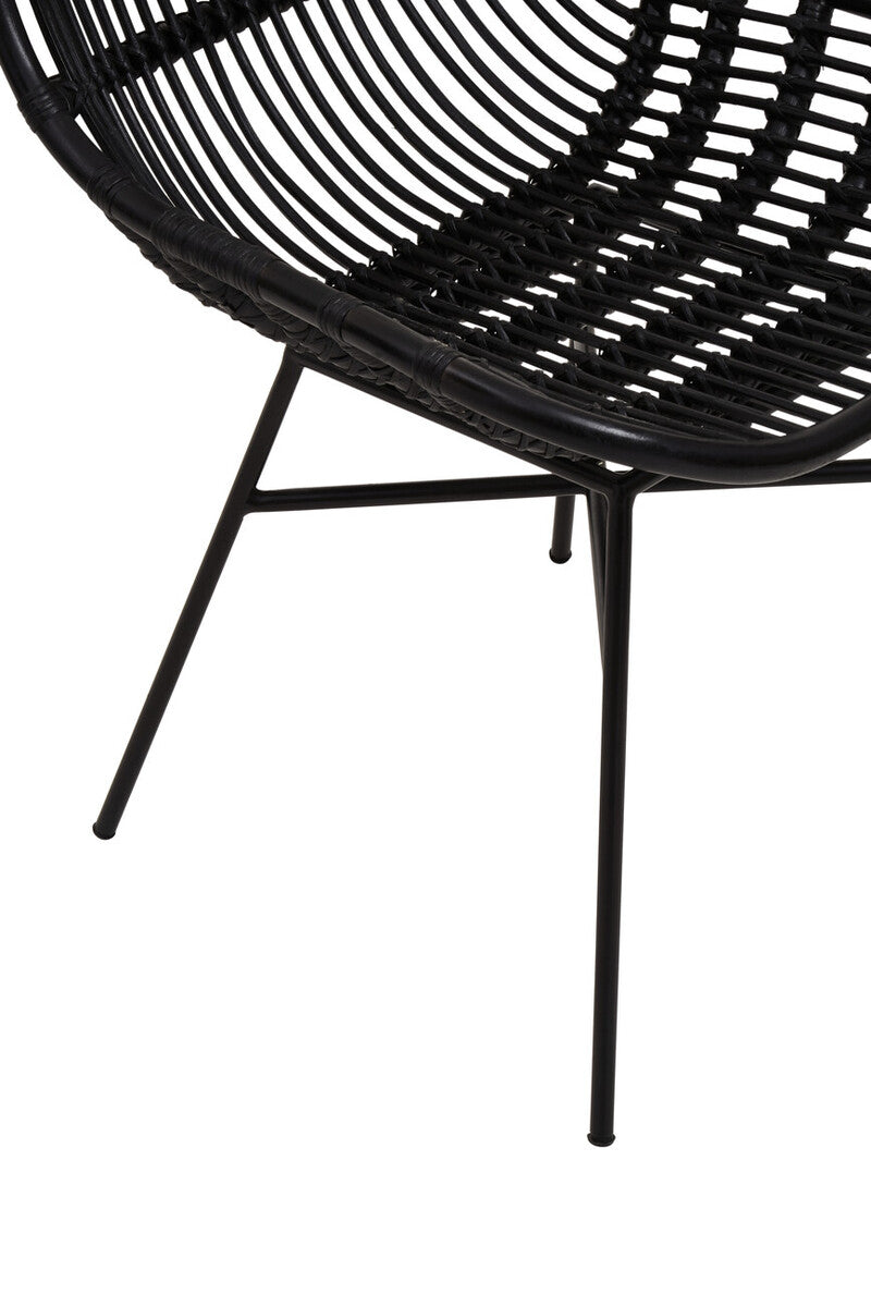 Lagom Curved Black Natural Rattan Chair
