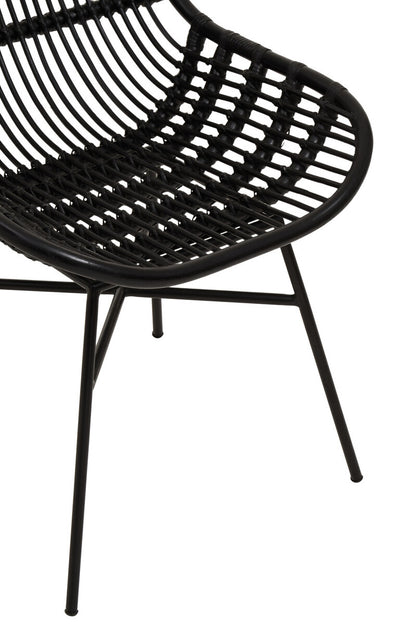 Lagom Curved Black Natural Rattan Chair