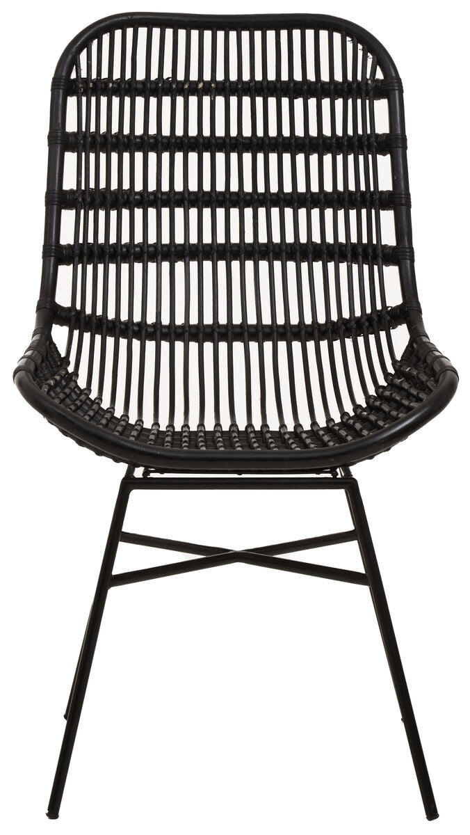 Lagom Curved Black Natural Rattan Chair