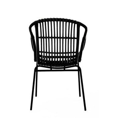 Lagom Black Natural Rattan Chair With Raised Sides