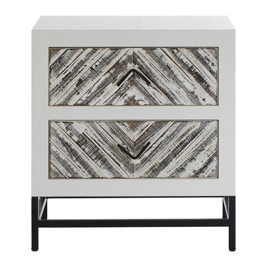 Lombok White 2 Drawer Bedside Table