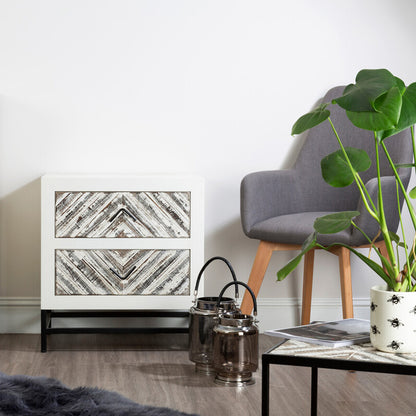 Lombok White 2 Drawer Bedside Table