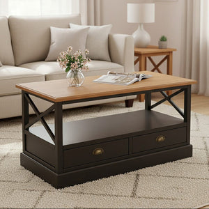 Virginia Black and Wood Effect Coffee Table